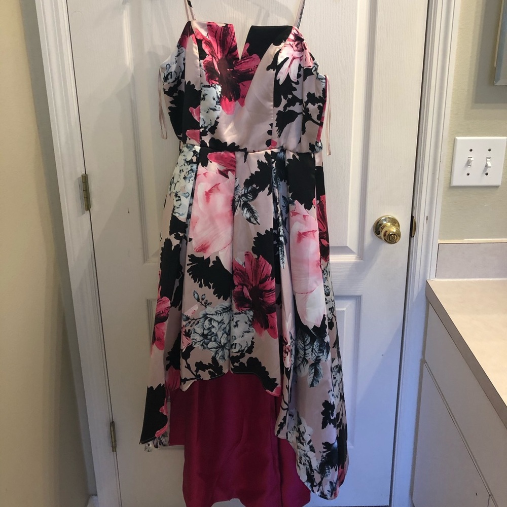 Trixxi Pink Floral High-Low Formal Dress